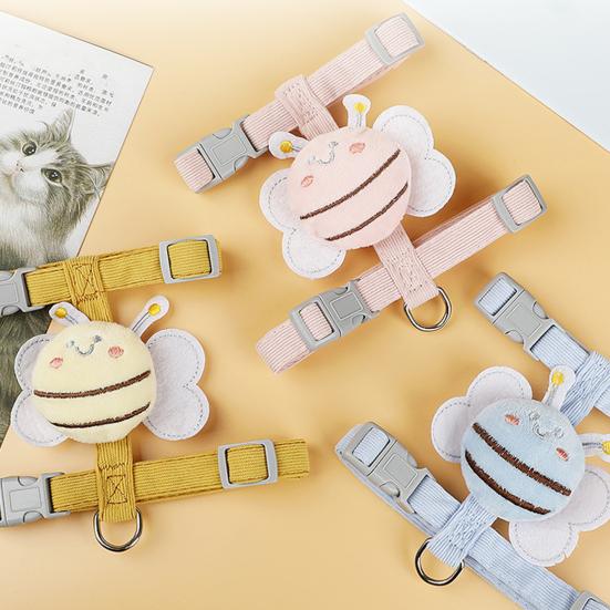 Kleine Biene Katzengeschirr Verstellbares Kätzchengeschirr mit Leine Süßes Bienen-Katzengeschirr für Kätzchen Erwachsene Katzen Sichere Spaziergänge im Freien