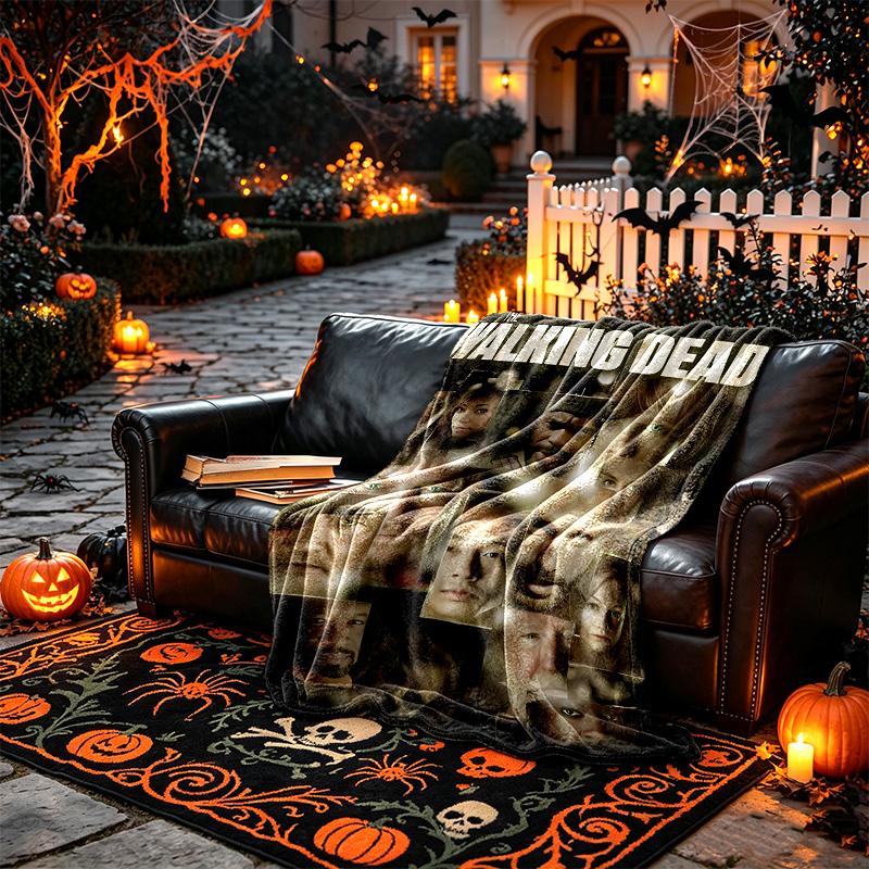 1pc Digital Print Nap Blanket, Zombie Walking Dead Blanket for Home Use, All Season Warmth, Christmas and Valentine's Day Gift Blanket