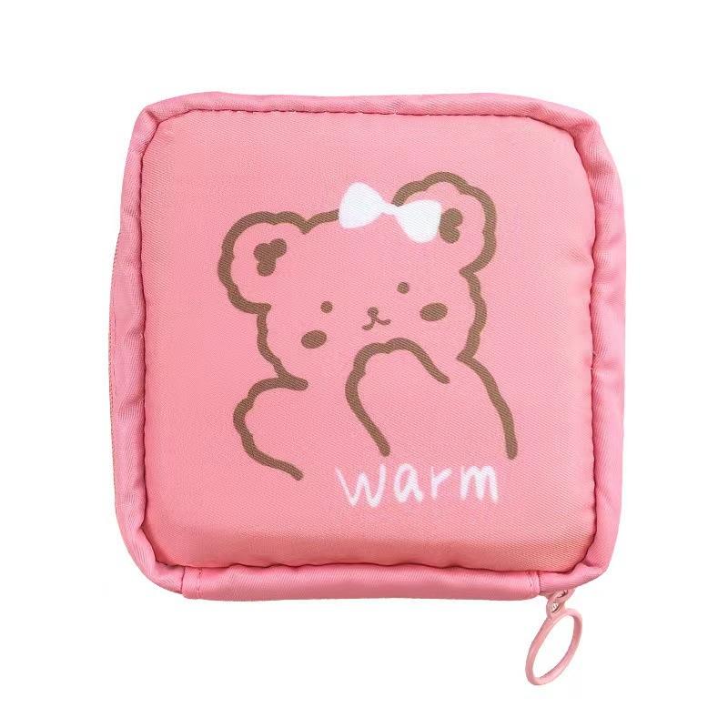 Heart Print Sanitary Napkins Storage Bag Feminine Period Pouch Portable Tampon Organizer Bag Mini Makeup Lipstick Storage Pouch