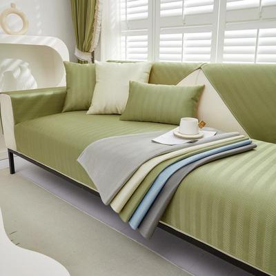 Reines Fischgrätenmuster Eisseide Rutschfestes Sofakissen - Modernes Einfaches Grünes Design für Sommerliche Kühle