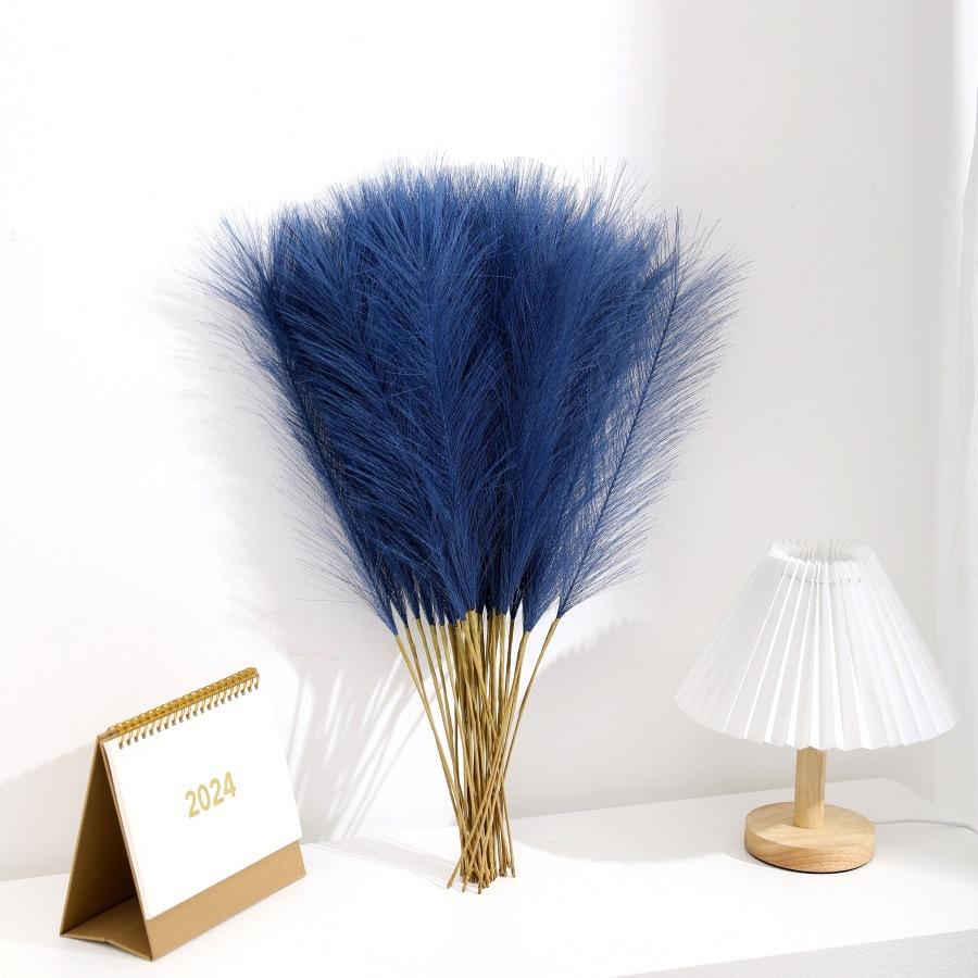 10Pcs Faux Pampas Grass Artificial Reed Fluffy Fake Plants Bouquet For Boho Wedding Home Vase Decor