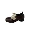Fashion French Vintage Mary Jane Shoes Women's Spring 2025 Fashion Large Size British Style Square Head Knot Tied Single Shoes