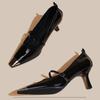 Fashion Spring New Thin Heel Single Shoes Women's Metal Square Head Shallow Mouth Splicing A Line with Non-slip High Heels