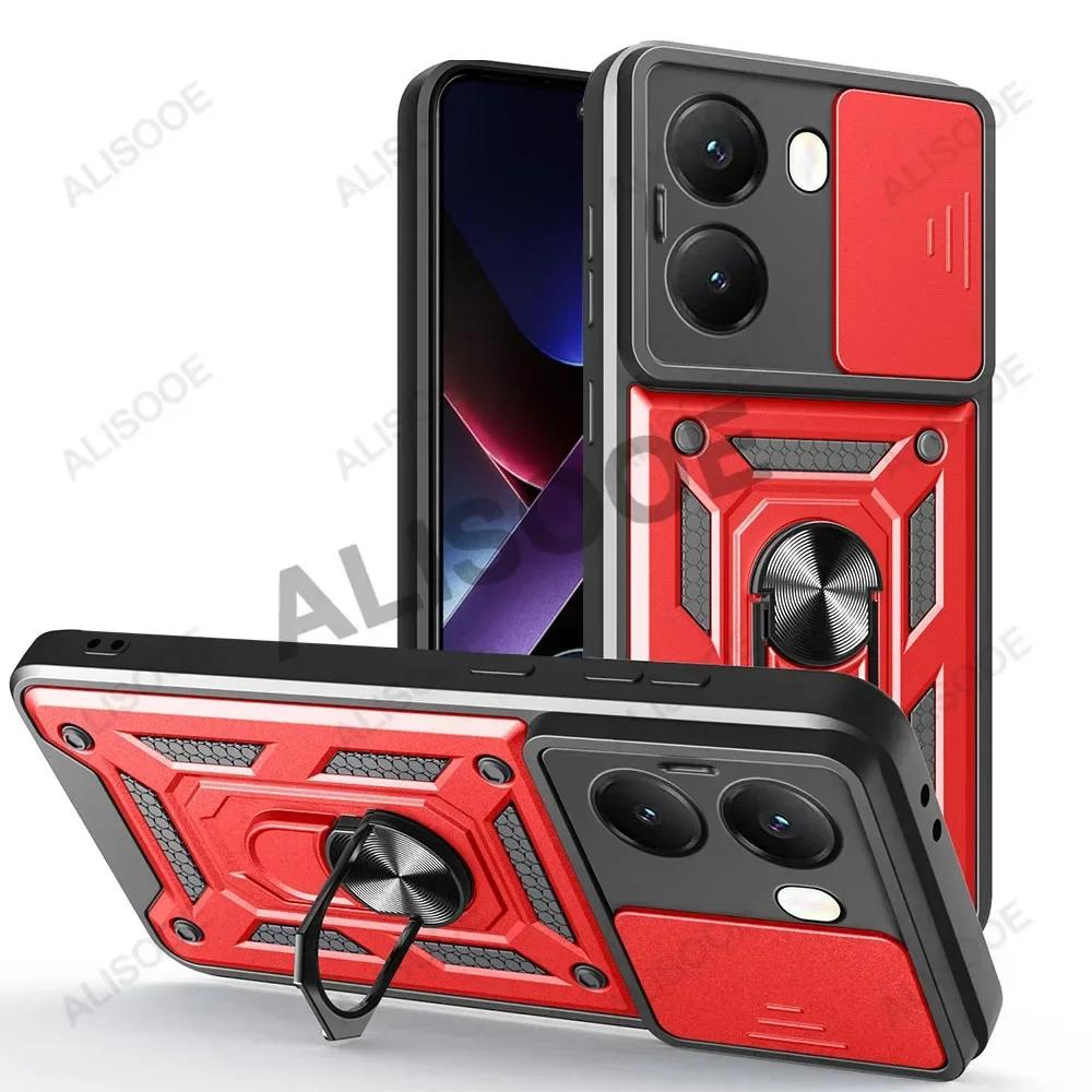Schiebe-Kameraabdeckung für POCO X7 Pro 5G Hülle Armor Ringständer Vollschutz Rückseite Capa für Xiaomi POCO X7 Pro Funda