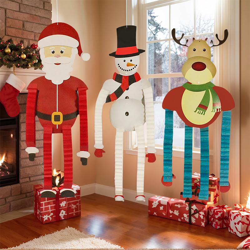 Christmas Cartoon Style Cute Home Decoration Store Window Display Santa Claus Style Christmas Tree Ornaments 1PC/3PCS