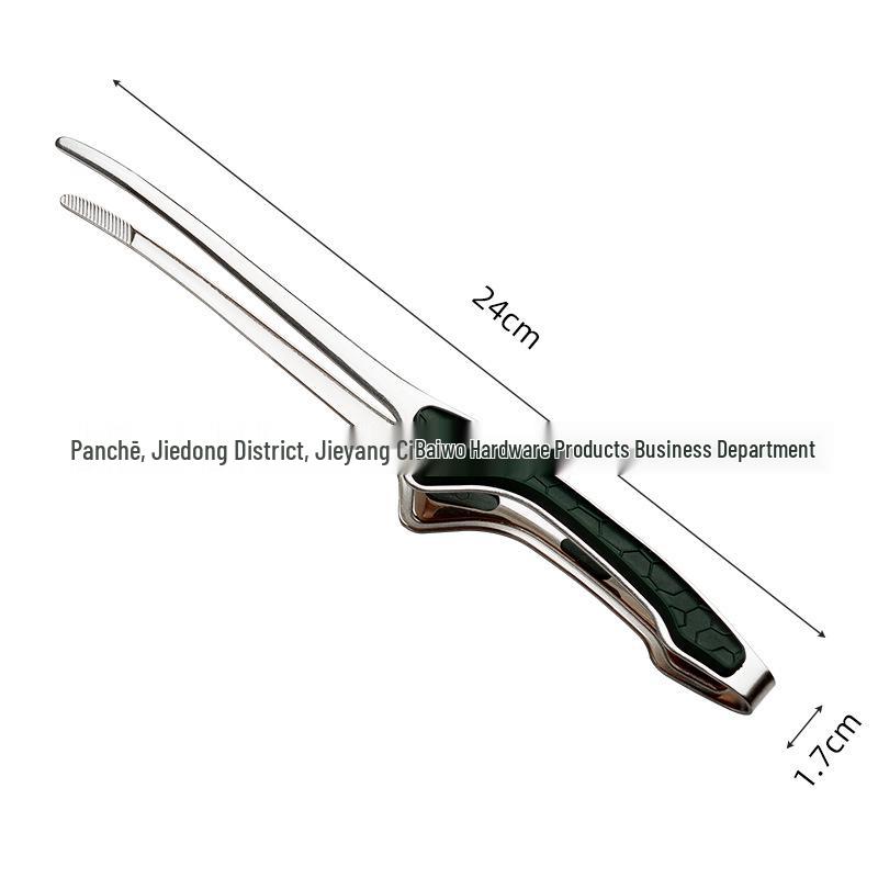 Gold Stainless Steel Korean BBQ Tongs with Green Rubber Handle, Japanese Restaurant Style Grilling Tongs for Steak and Food.