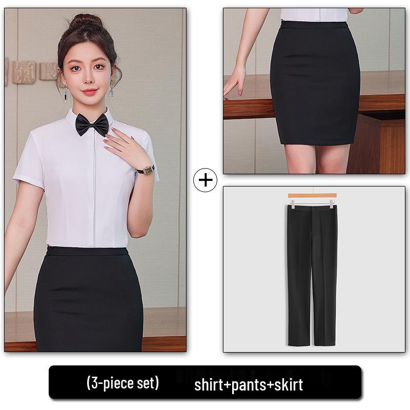Unisex Long Sleeve Workwear Uniform for Hotel and Bank Employees - Spring/Fall Style Shirt Set