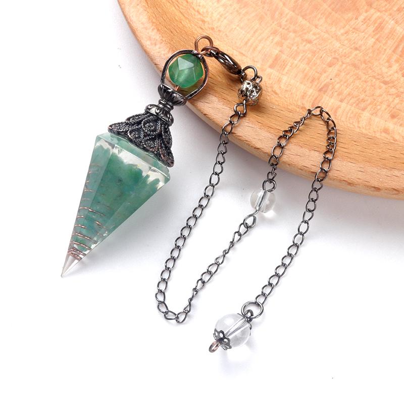 Natural Stone Spirit Pendulum Pendant Latticed Chain Energy Luck Mysterious Reiki Resin For Jewelry Making Accessories Necklaces