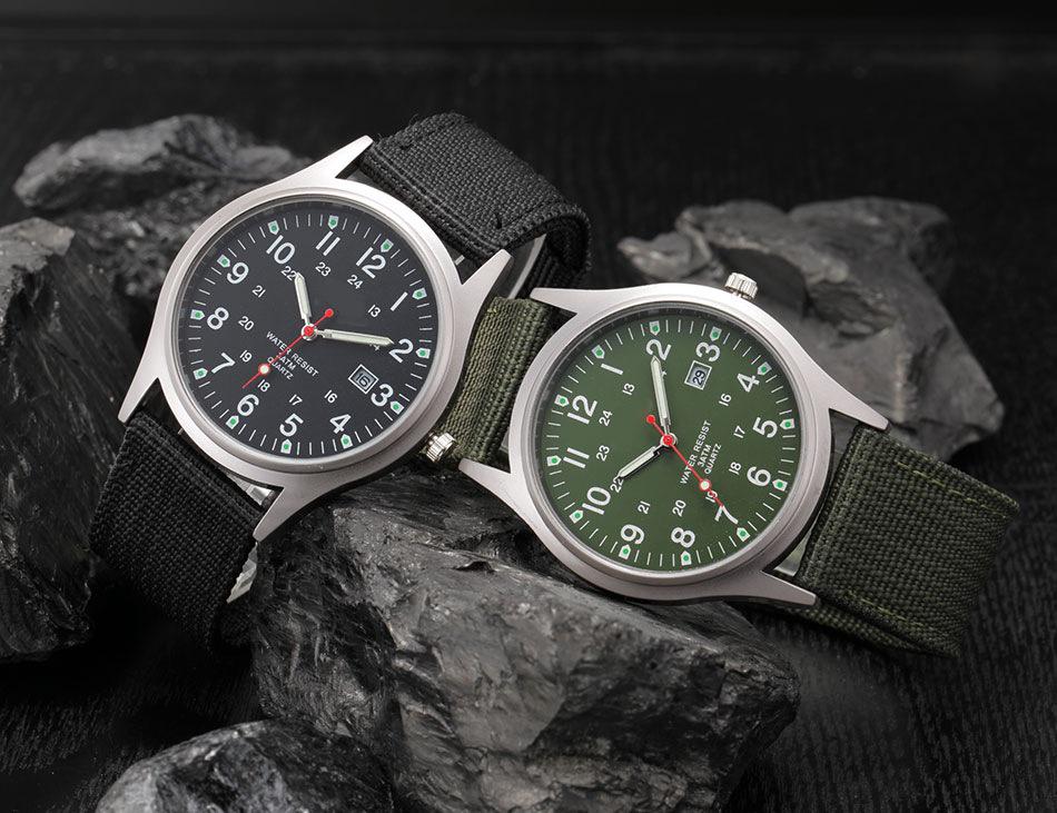 Men's Casual Nylon Band Quartz Sports Watch with Date Function