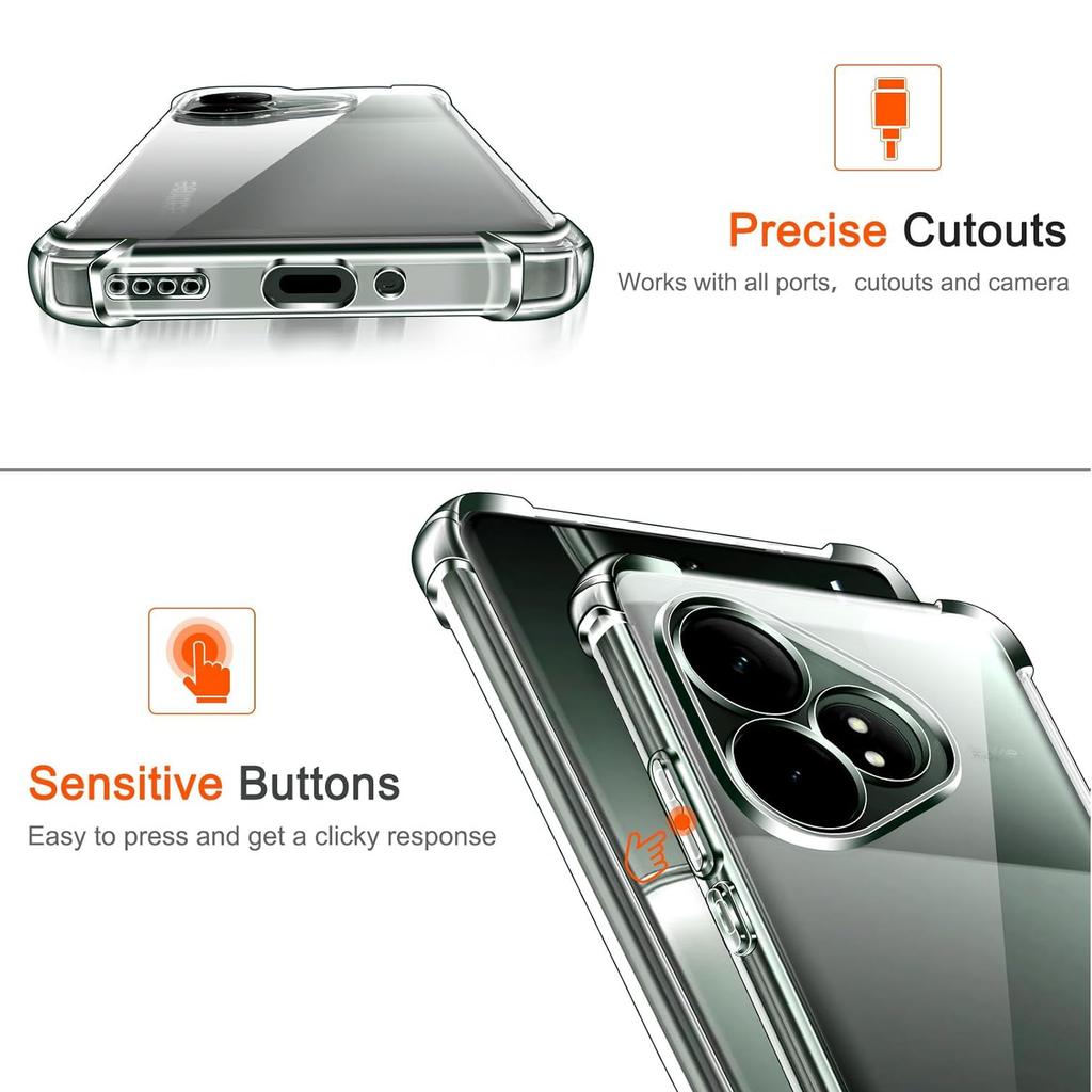 Nárazuvzdorné pouzdro z TPU s airbagy pro Realme GT 7 Pro 6 6T Neo 3 3T GT 2 Neo 2T Note 50 Ochranný kryt Průhledná Capa Fundas Coque