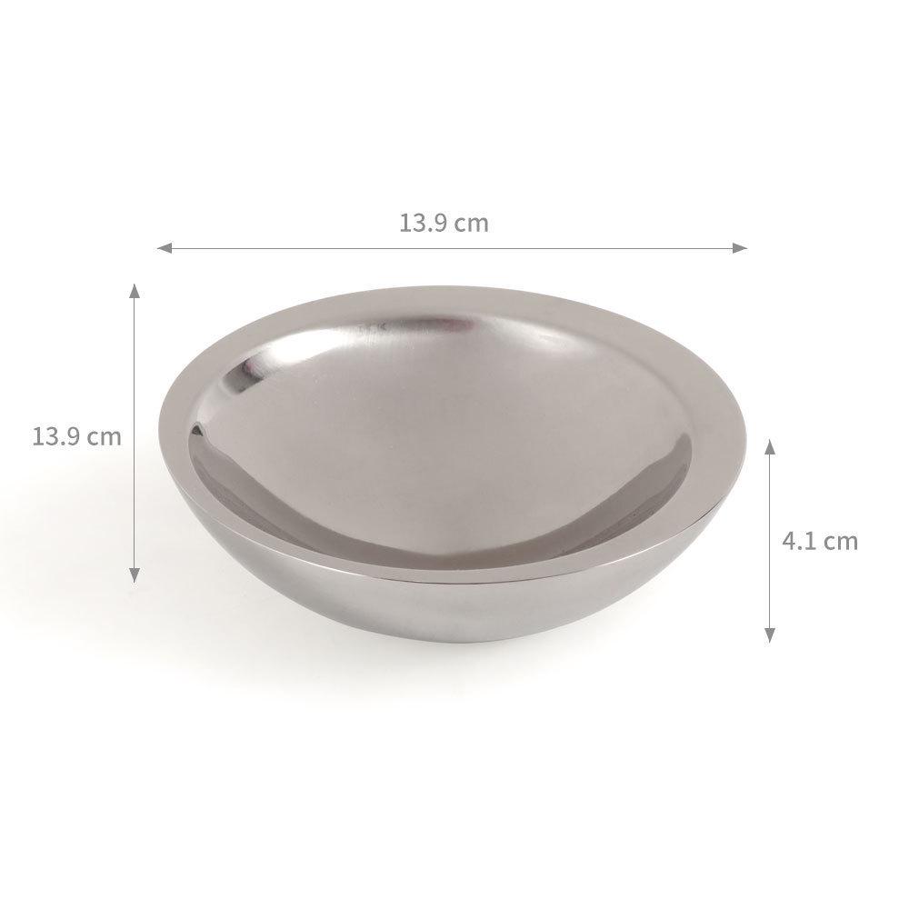 

Round Double-Layer Stainless Steel Bowl with Mirror Finish - Ideal for Dim Sum, Salad, and Breakfast 13.9 cm x 13.9 cm x 4.1 cm