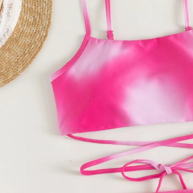 Split swimsuit three-piece bikini sexy swimsuit gradual change multi-color bikini