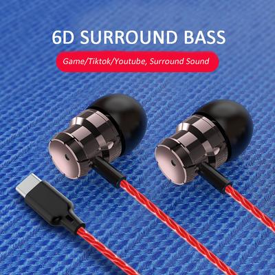 Classic Type-c Wired Earphones Metal In-ear Comfortable Hifi Earbuds with Microphone Sports Sweat-proof Stereo Headphones For Xiaomi OPPO Vivo.
