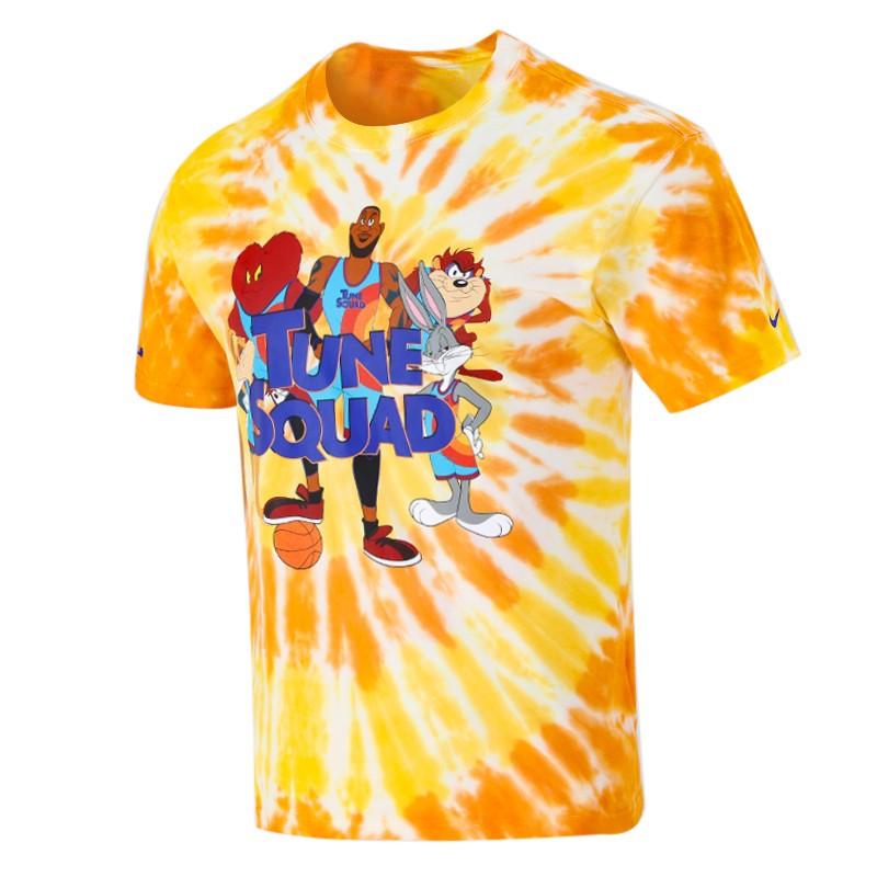 Nike Space Jam: A New Legacy Squad Cartoon Print Tie-Dye Basketball T-Shirt Men Tops Gold DH3824-101
