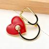 New Creative Stethoscope Enamel Clothing Pins for Women Red Heart Black Tube Women's Brooches Fashion Jewelry Suit Accessories