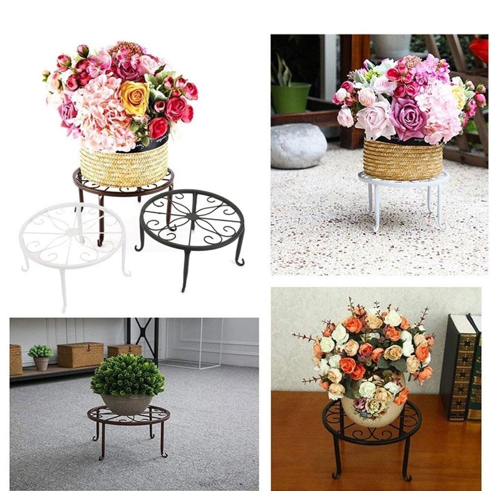 White Wrought Iron Balcony Floor Plant Stand for Bonsai Flower Pot Holder Rack
