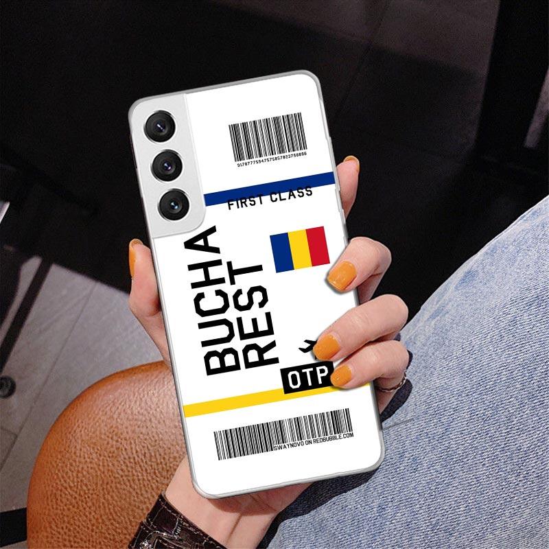 Travel Ticket Label Phnoe Case for Samsung Galaxy S26 S25 Edge S23 S24 Ultra S22 Plus S21 S20 FE Unique Cover Soft Coque Galaxy