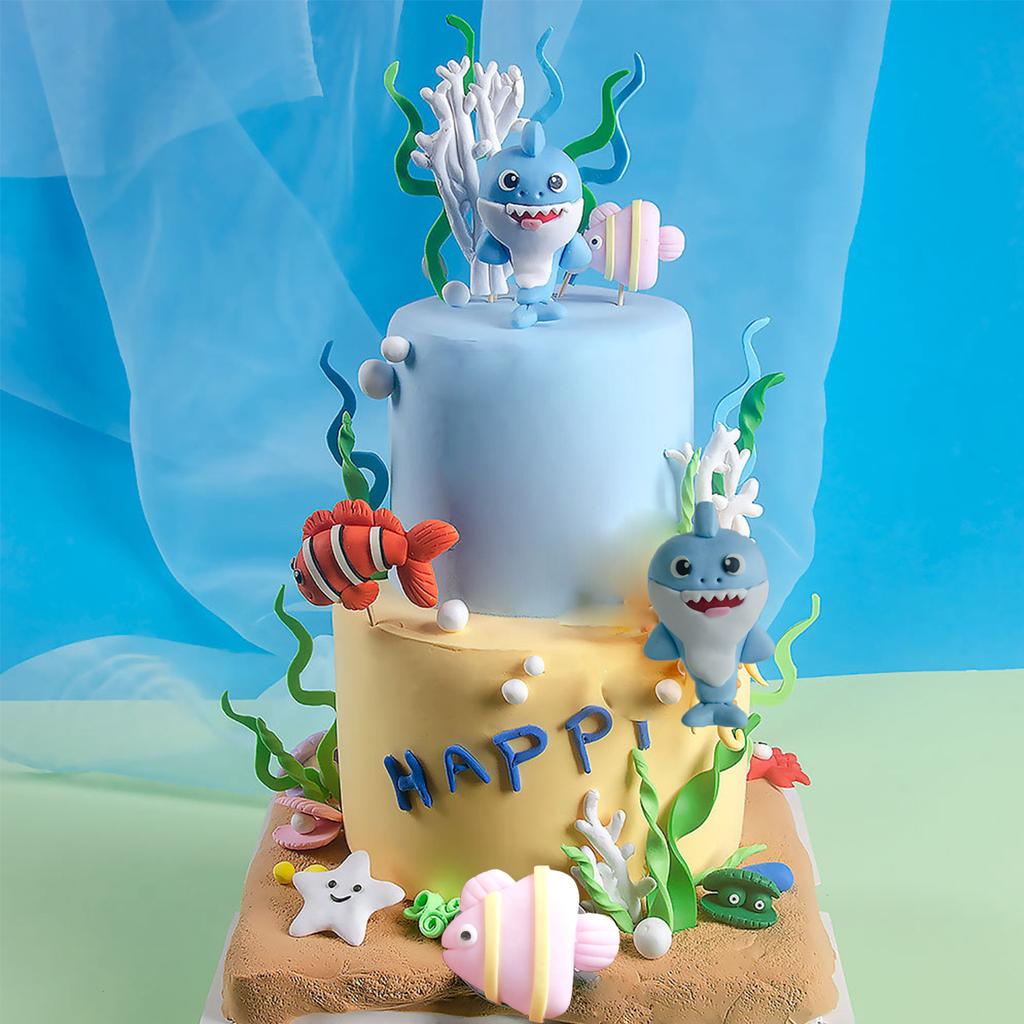 5PCS Under The Sea Cake Decoration Ocean Cake Topper Under The Sea Party Supplies Seahorse Crabs, Whales, TurtlesCake Decor