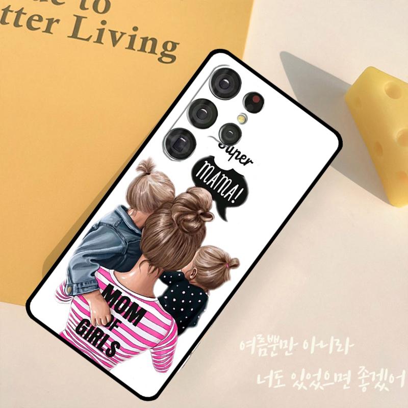 Baby Mother Brown Girl Family Phone Case For Samsung Galaxy S24 S25 Ultra S9 S10 S20 S22 S21 Plus S23 FE Back Cover Shell