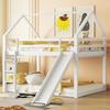 Stable Base Bunk Bed with Ladder Slide Falling Protection House Bed Strong Load Bearing Double Bed Solid Structure Wood Frame Family Loft Bed Bedroom