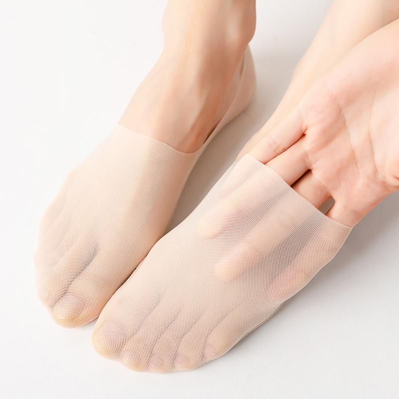 1Pairs Women Invisible Boat Socks Breathable Silicone Non-slip Ultra-thin Sock Slippers High Quality Elastic Ice Silk Low Sox