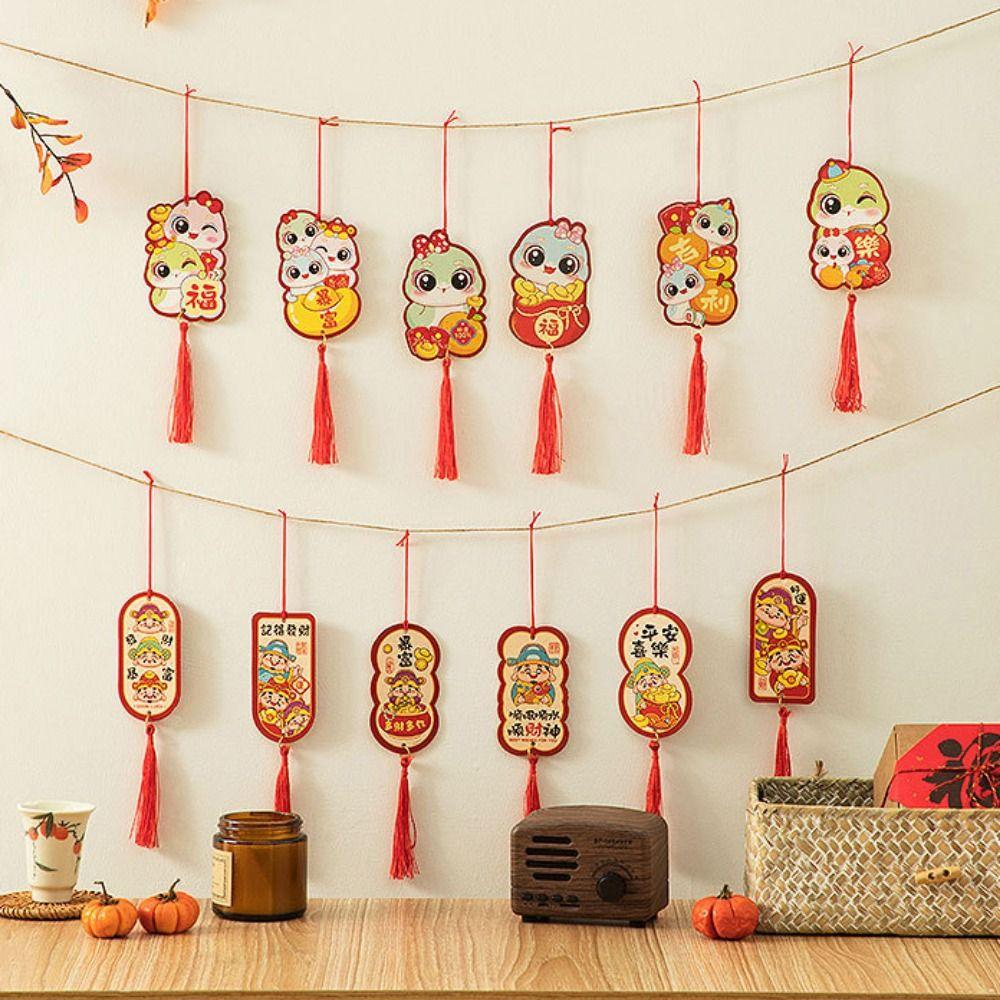 6pcs/set Chinese Style Fu Character Ornament Traditional Spring Festival Supplies Holiday