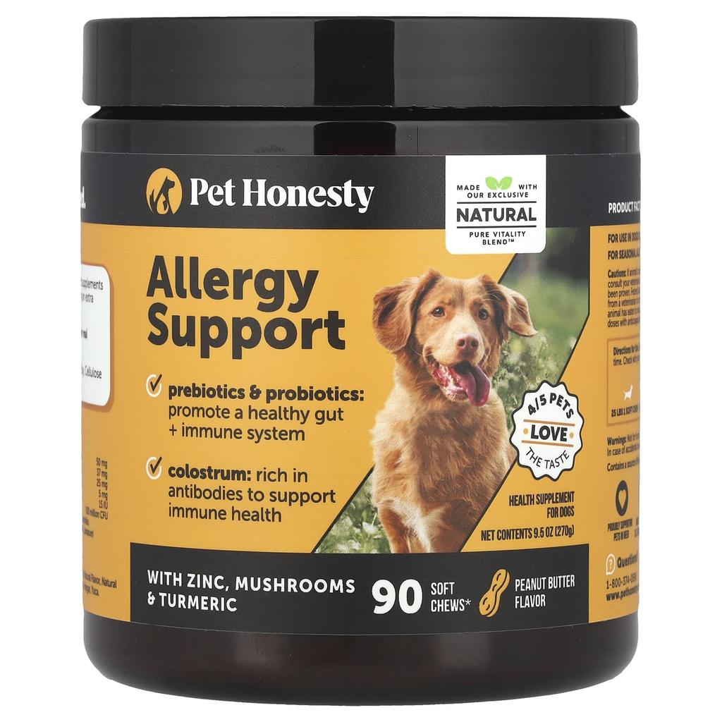 Allergy Support, Dogs, Peanut Butter, Soft Chews, 90 Pieces, 270G (9.5Oz)