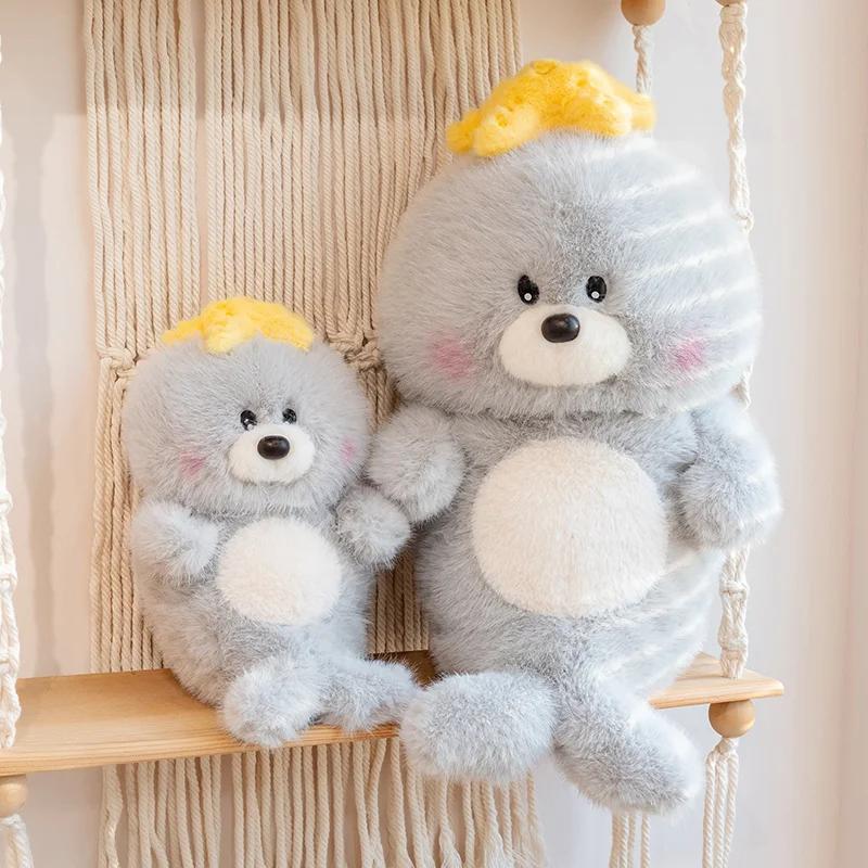 Soft Sea Lion Plush Toy with Starfish on Head Stuffed Animal Cute Marine Seal Pillow Kids Adults Bed Sofa Decor Birthday Gift
