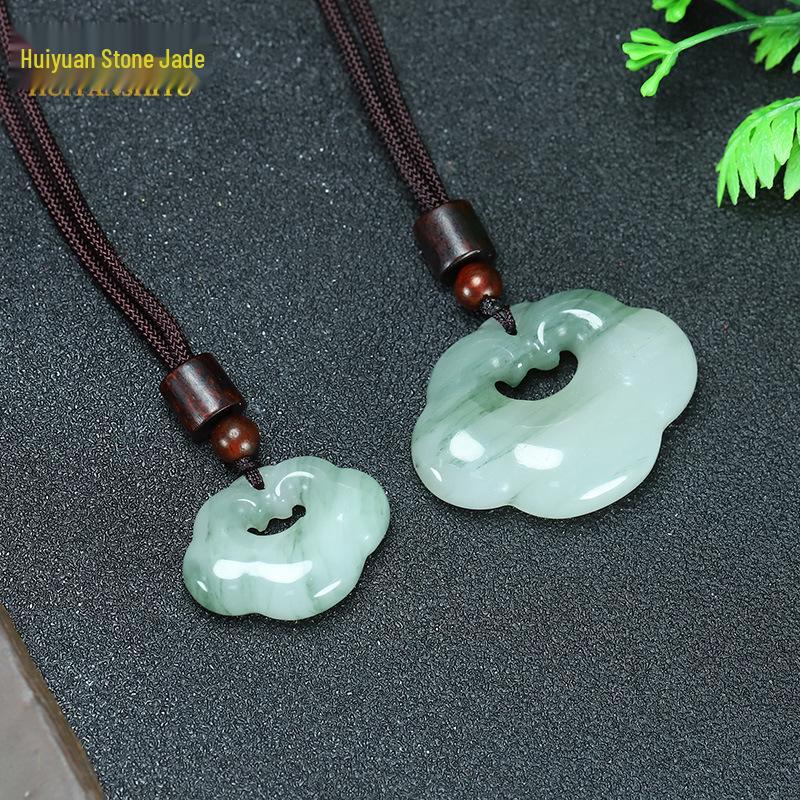 Tianshan Jade Cloud Lock Pendant: Xinjiang Golden Silk & White Jade Ruyi Amulet for Men and Women