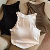 Canottiera imbottita da donna con reggiseno integrato, doppia fodera, collo alto, canottiera da stratificare, magliette basic, aderente, top estivo da uscire