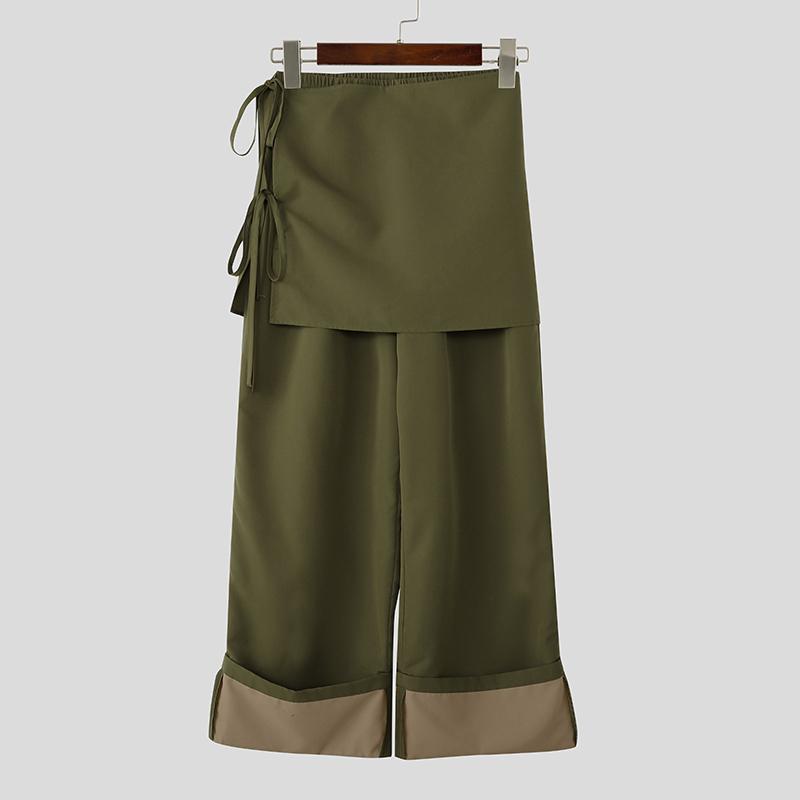 INCERUN Men Zip-up Wrap Waist Casual Loose Thin Baggy Trousers Pants