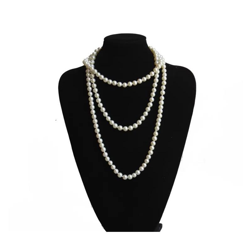 Womens Pearl Necklace Long Layered Sweater Chain Elegant Cheongsam Winter