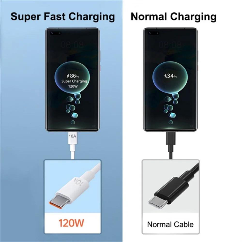10A 120W USB Type C Cable Fast Charging Wire For  Mate 40 Honor Xiaomi Samsung Quick Charge USB C Phone Charger Data Cord