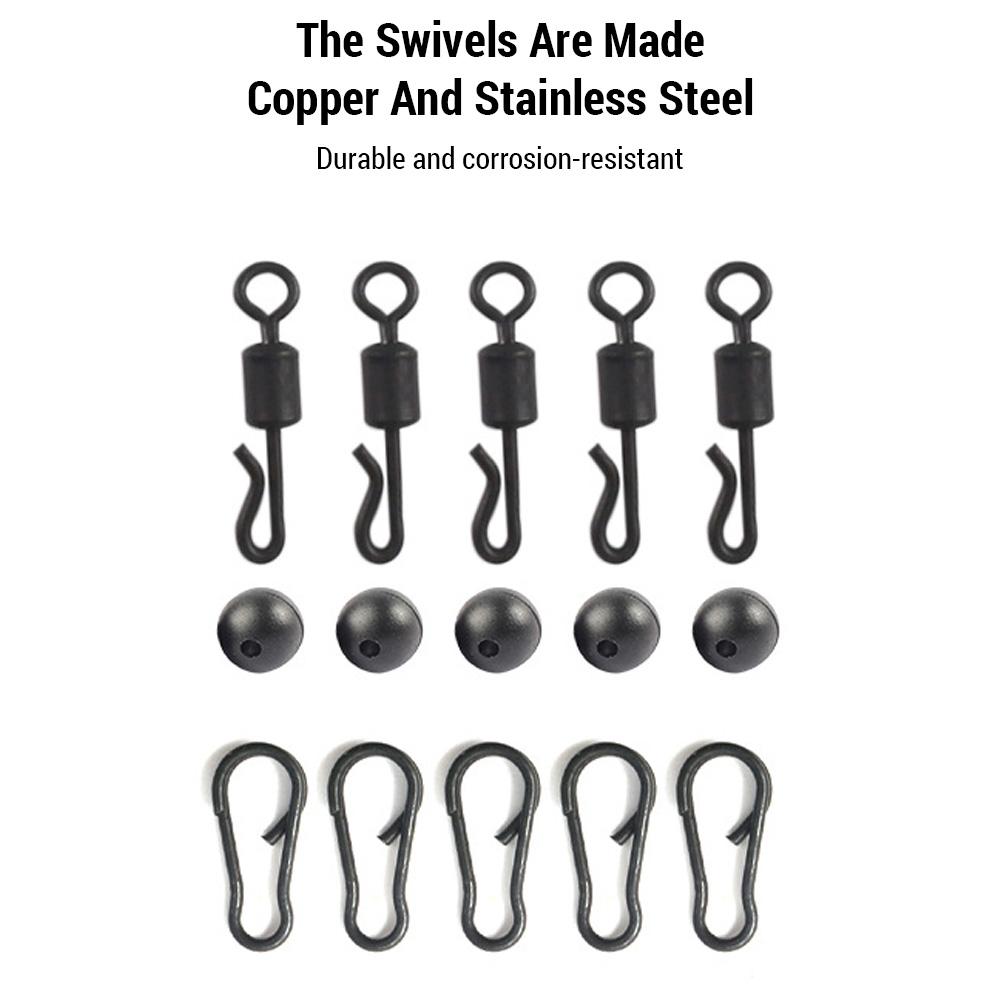 Kit per pesca alla carpa 25 pezzi Attrezzatura per attrezzatura per attrezzatura per carpa Tubi con punta per coda Spille di sicurezza Perline Girevoli