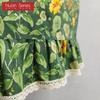 1PC Nuan Series American Countryside Printed Oven Skirt, Lotus Leaf Lace Edge Decorative Oven Door Curtain for Kitchen Home Decor