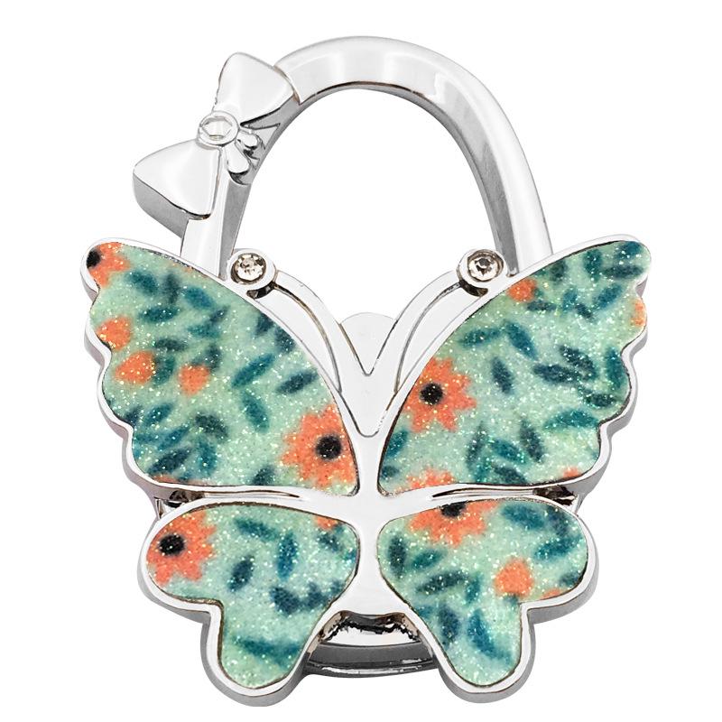 Large Matte Butterfly Hanging Bag Hook - Foldable Women's Bag Buckle & Portable Table Edge Hook for Luggage Accessories.