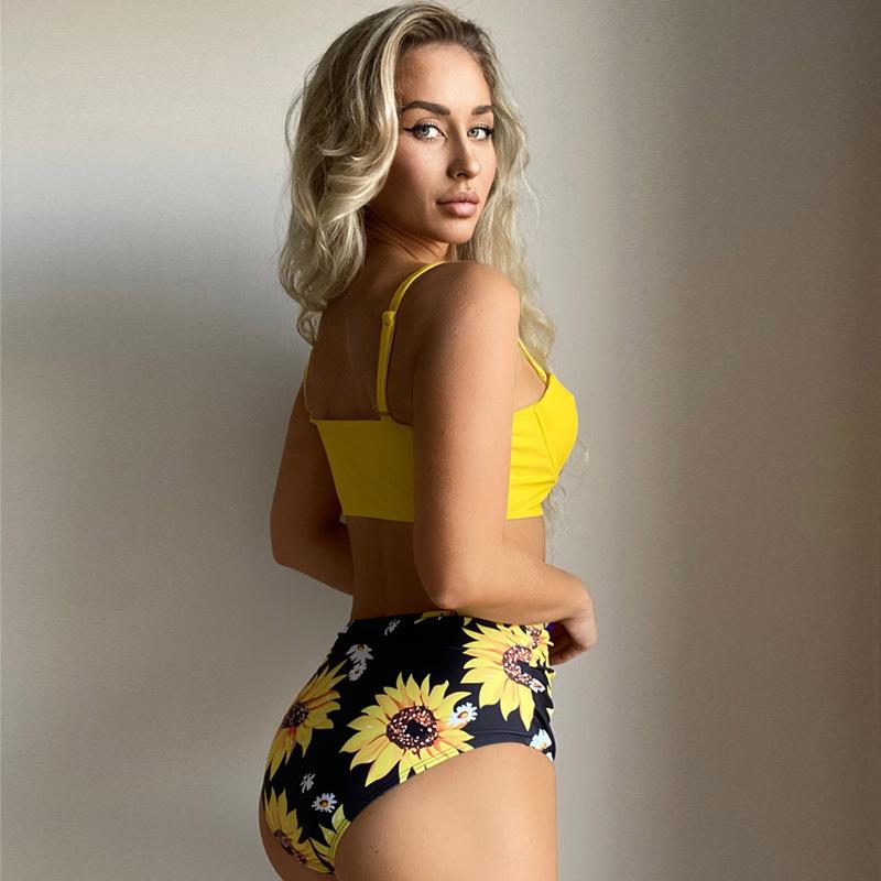Bikini Sert Sarılmış Yüksek Bel Mayo
