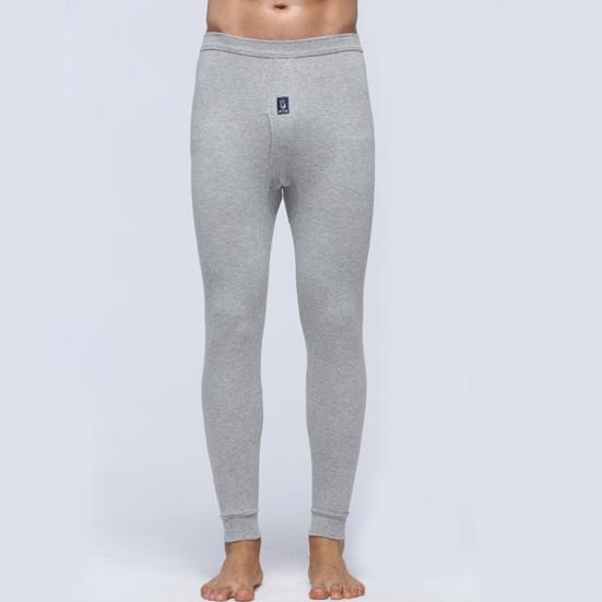 Men Pants Elastic Waist Thermal Insulation Long Johns Solid Color Travel Work School Bottoming