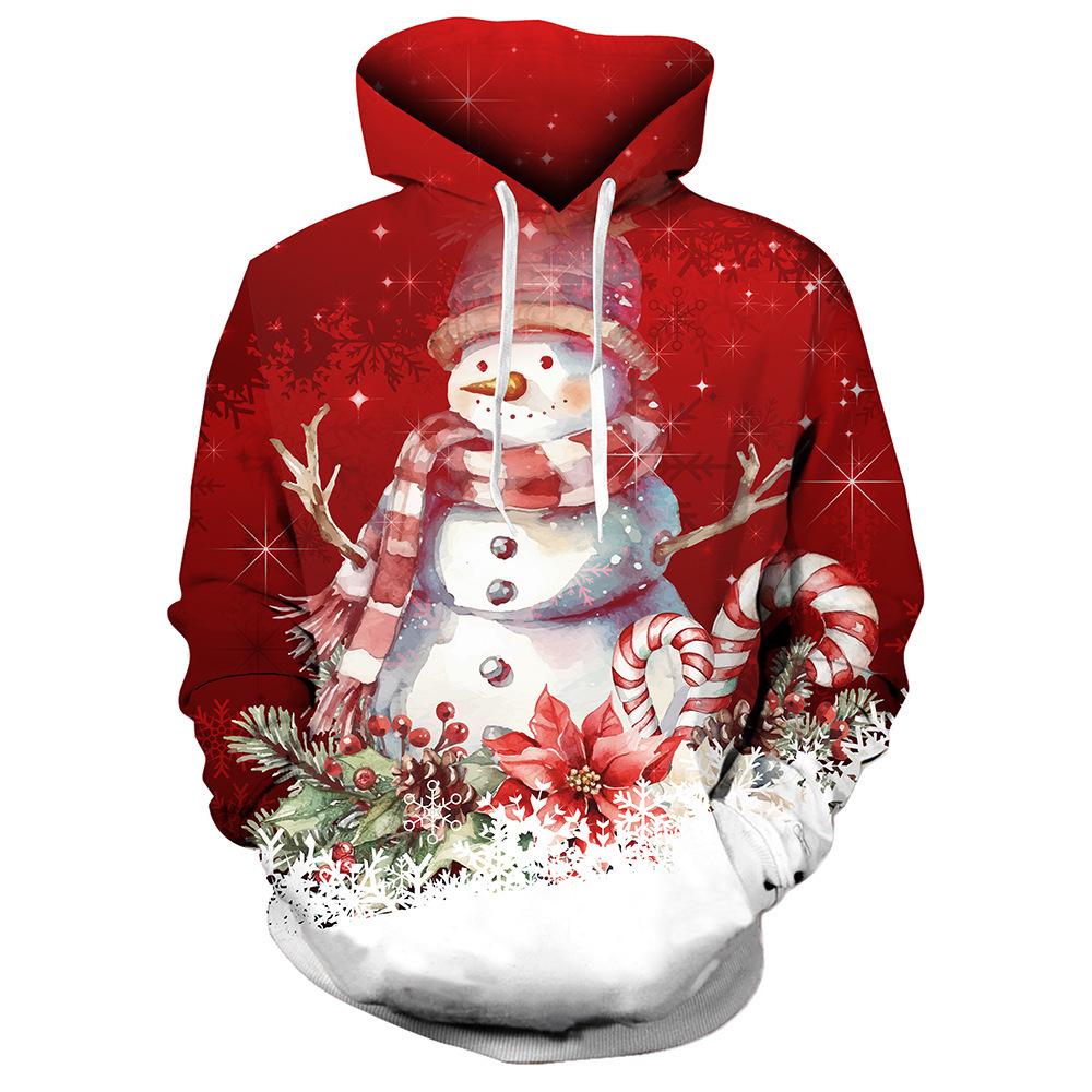 Herren Kapuzenpullover mit Digitaldruck: 2025 Herbst/Winter Schneemann-Thema