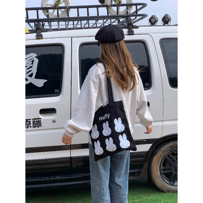 Canvas Tote Bag with Magnetic Snap, Large Capacity Women's Shoulder Handbag
