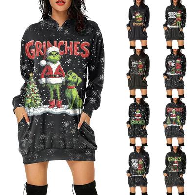 Women's Casual Fashion Long Sleeve  Printed Hooded Pullover Sweatshirt