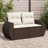 Vidaxl Sofa Ogrodowa Z Poduszkami, 2-Osobowa, Brązowa, Polirattan