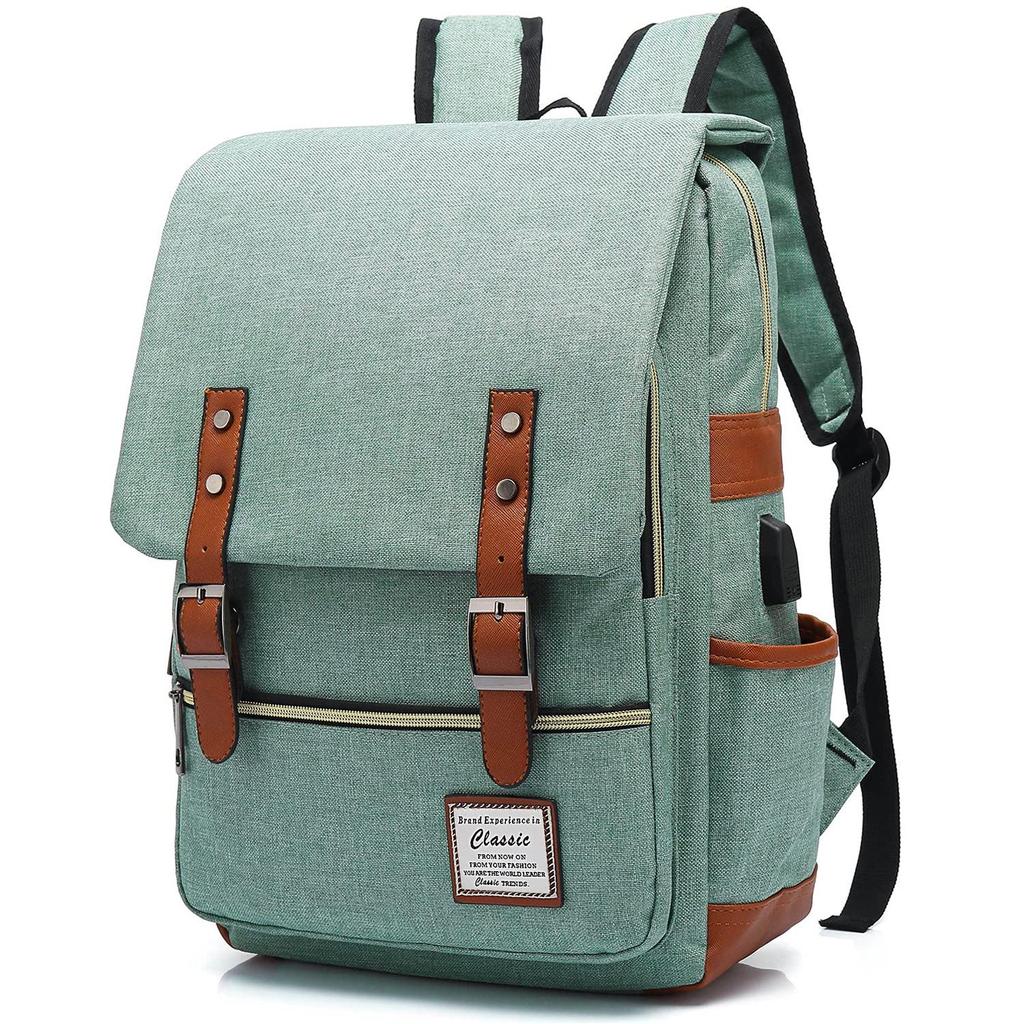 Retro Canvas USB Backpack: Unisex, Large Outdoor Travel Bag