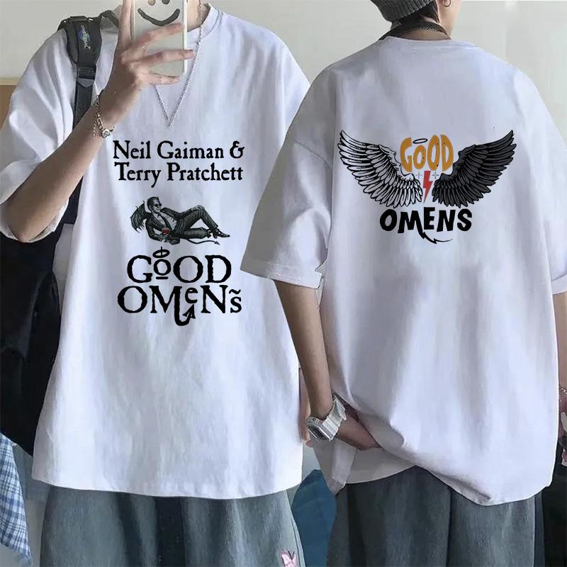 Lustige EU-Größen T-Shirts für Männer Good Omens Cartoon T-Shirt Harajuku T-Shirt Das Ende war nur der Anfang Grafik-Tee Tops Streetwear