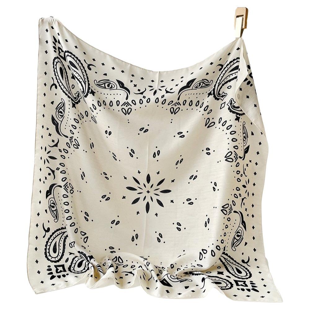 Thin Cashew Nut Print Silk Scarf Korean Style Small Scarves Simple Square Handkerchief  Women светло-желтого