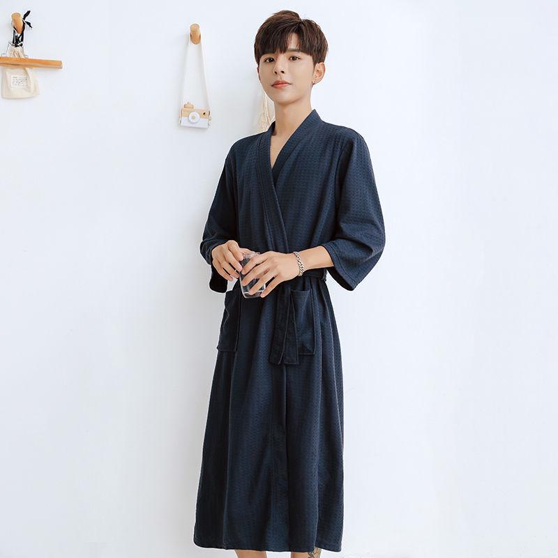 Unisex Long Sleeve Bathrobe - Spring/Autumn Solid Color