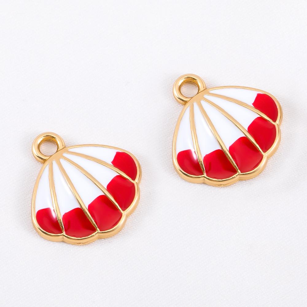 10pcs Cute Orange Enamel Sea Coral Turtle Conch Fish Starfish Charms Alloy Pendants for DIY Necklace Bracelet Jewelry Findings