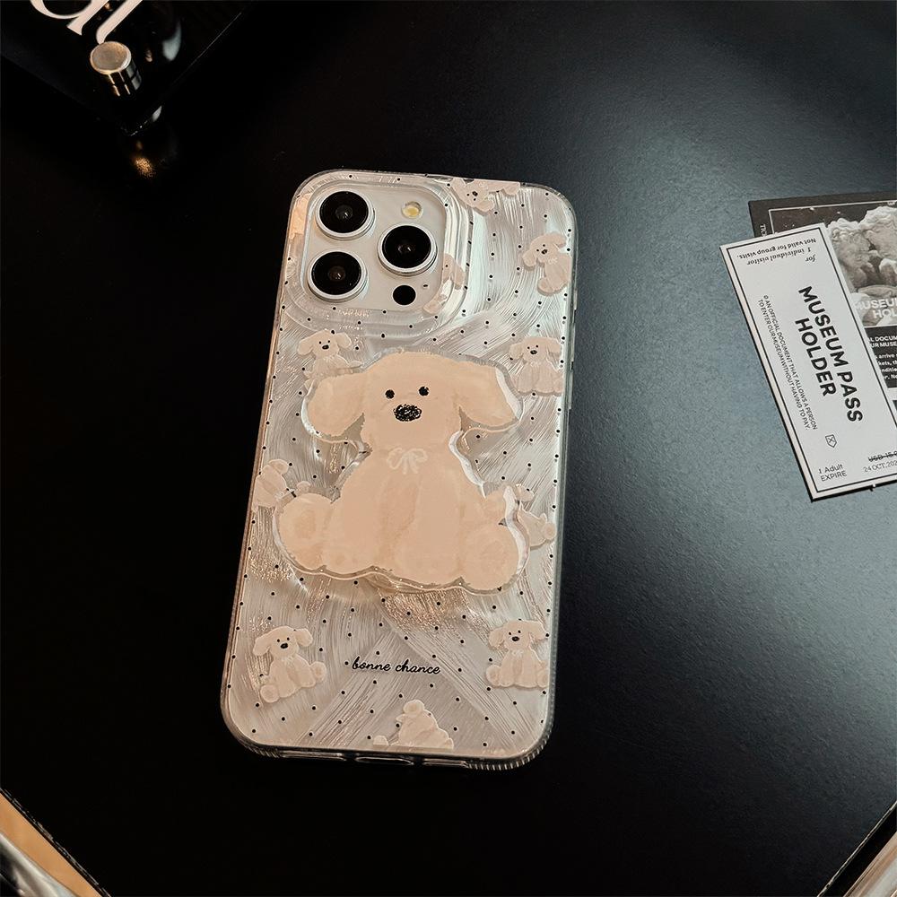 Polka Dot Puppy Stand Case for iPhone 13 iPhone 15 iPhone 16 Pro Max