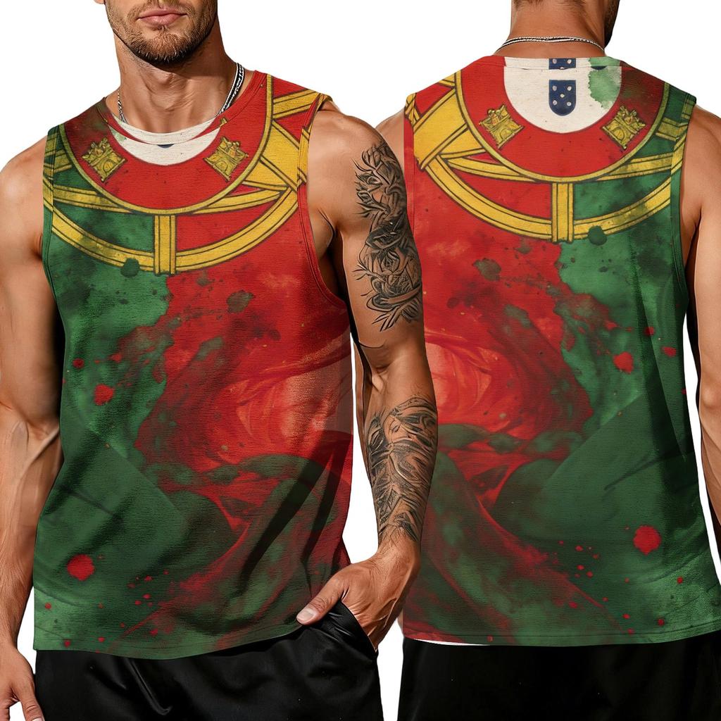 Herren Ärmelloses Tanktop Lässig Trendig Farbspritzer-Print Atmungsaktiv Sportliches Muskelshirt Leichtes Sommer-Trainingsweste