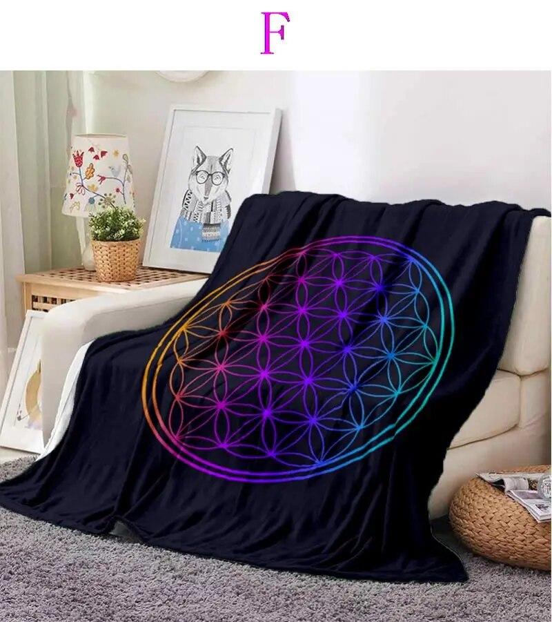 Sacred Planet Geometry Atomite Flower of Life Flannel Warm and Soft Plush Sofa Bed Blanket throw blanket   for picnic